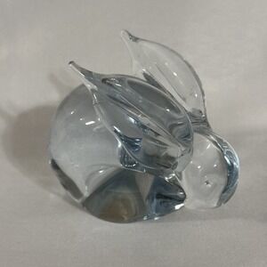 Vintage Interpur Clear Glass Rabbit Figurine Paperweight Taiwan